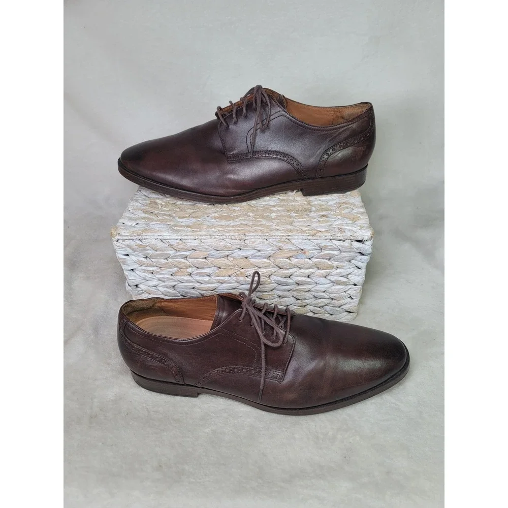 Cole Haan Grand.OS  Heritage Brogue Derby Dress Shoes Brown Leather Mens 13